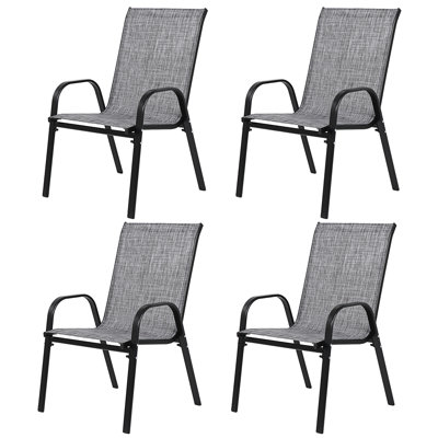 4 Piece Patio Chairs, Outdoor Camping Chairs With Breathable Textilene Fabric, Set Of 2 Garden Chairs With Armrest High Backrest For Garden Patio Pool