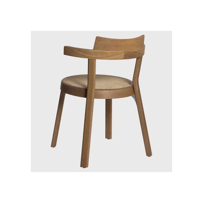 Pagoda Solid Wood Arm Chair, Natural Oak
