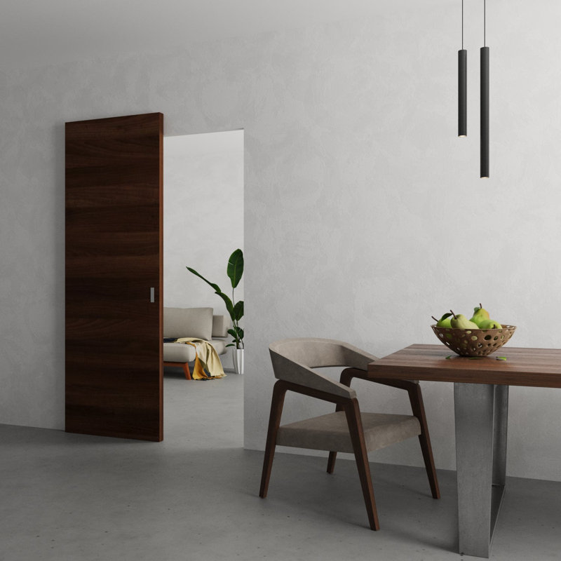Grange cachée | Planum 0010 | Portes robustes avec finition | Ensemble coulissant Magic, 36 po x 84 po, Frêne chocolat