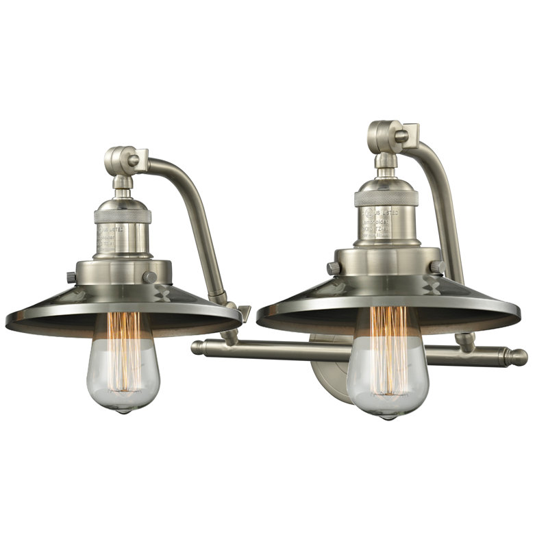 Éclairage pour meuble-lavabo 2 lumières Kenia, Nickel satiné brossé, Ampoule non incluse