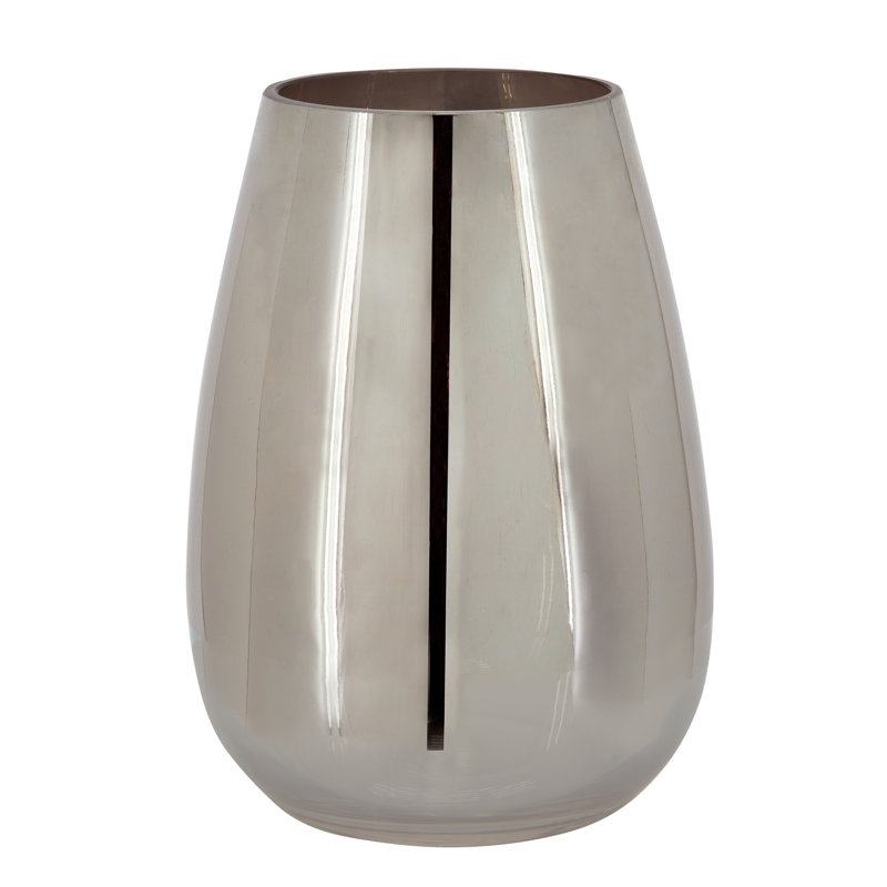 Decorative Glass Vase Glass High-Shine Glam Accent with Modern Curved Silhouette and Sleek Reflective Surface for Contemporary Interior Style Display.