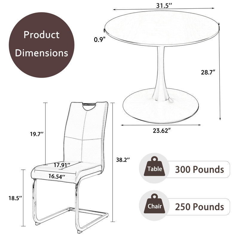 Ensemble de table à manger élégant en MDF 3 pièces pour 2 personnes, Noir et or