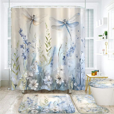 Ensemble de tapis de salle de bain 4 pièces Dragonfly Floral