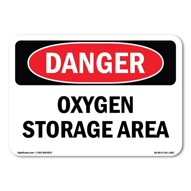 Enseigne d'oxygène en plastique 14 po x 10 po, H 10 po x l 14 po x P 0,1 po