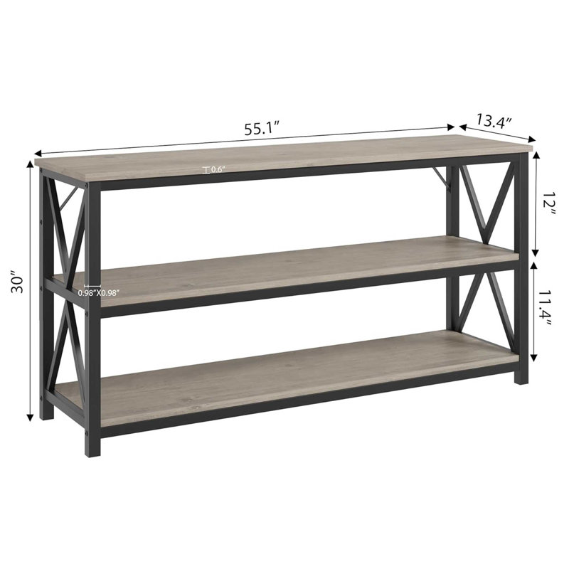 Rustic Brown 55.1" Industrial Wood and Metal Console Table with Storage