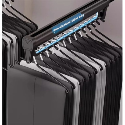 Porte-pantalons extensible avec glissières et cintres de type oie