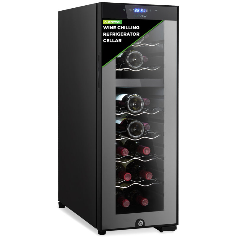 NutriChef Dual Zone 32.68'' Freestanding 18 Bottle Wine & Beverage Refrigerator