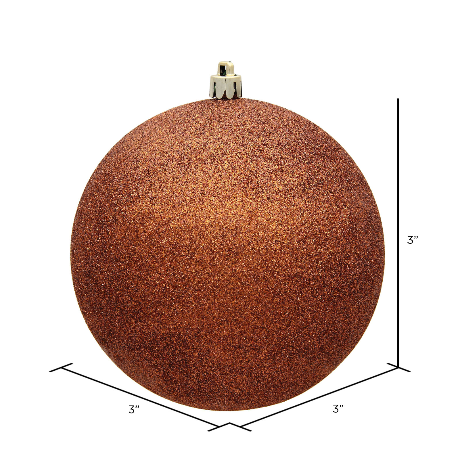 Holiday Décor Ball Ornament, 3" H x 3" W x 3" D, Copper