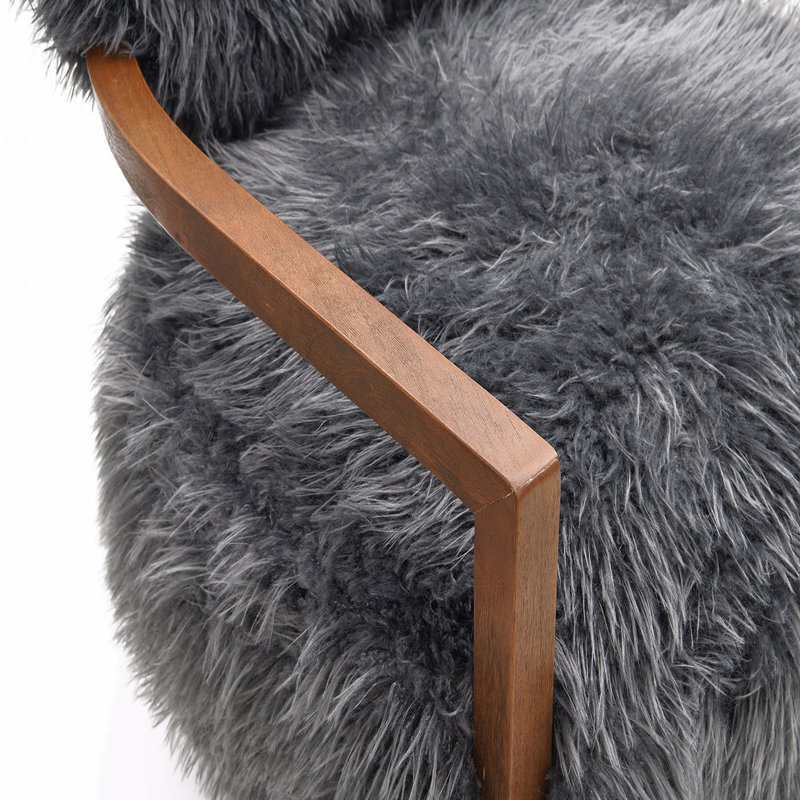 Fauteuil d'appoint rembourré à poils longs Tilton Soft, Gris