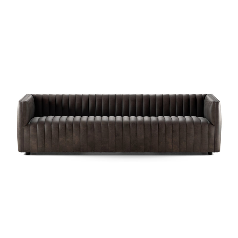 Canapé Augustine, 26.5" H x 97" W x 35" D, Cuir véritable loup diacre