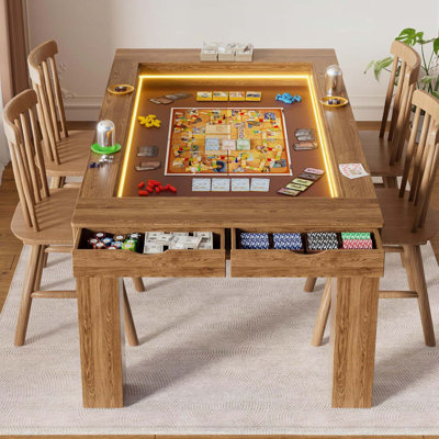 Table de jeu moderne avec panneaux amovibles, éclairage à DEL et rangement pour des soirées de jeux améliorées