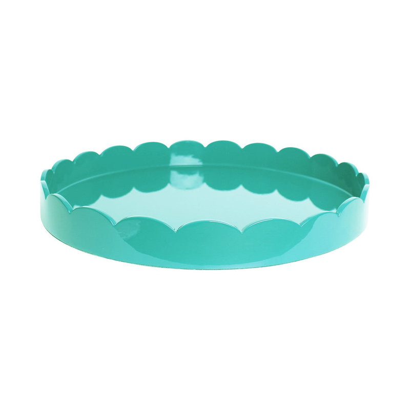 Plateau rond festonné, H 16 po x l 16 po x P 2 po, Turquoise