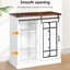 Armoire de rangement avec plaque supérieure renforcée, 5 tiroirs, 2 tablettes réglables, DEL, noyer blanc autoportant 7 couleurs DEL, tiroirs et rétro + profond
