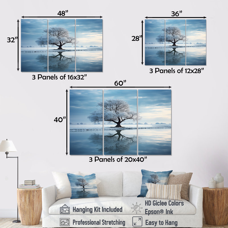 Winter Landscape White By The Lake I - Winter Landscape Canvas Wall Art Set, 28" H x 36" W x 1" D