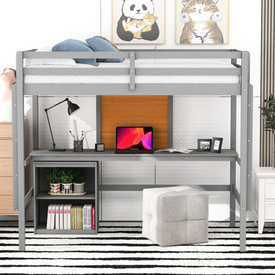 Lit mezzanine simple gris avec bureau et rangement - La taille pratique de l'ameublement de chambre à coucher améliore l'efficacité
