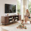 Meuble télé 70 po Mid-Century avec rangement et tablettes réglables, noyer