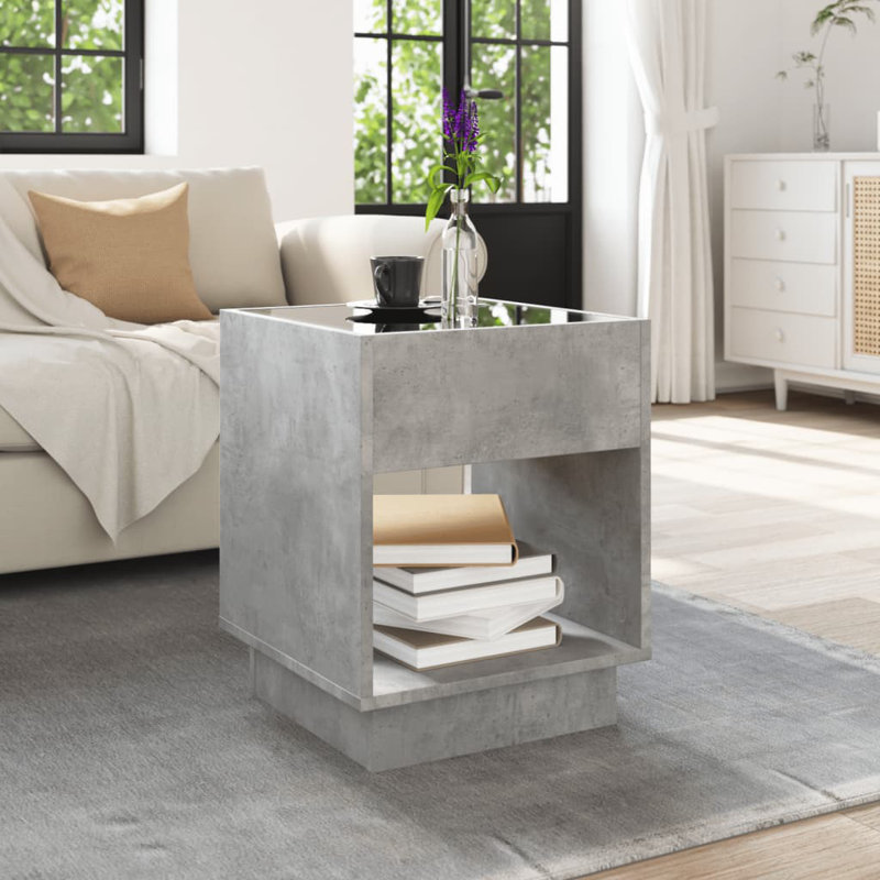 Dalten Coffee Table with Storage, 50cm H x 40cm L x 40cm W, Concrete Grey