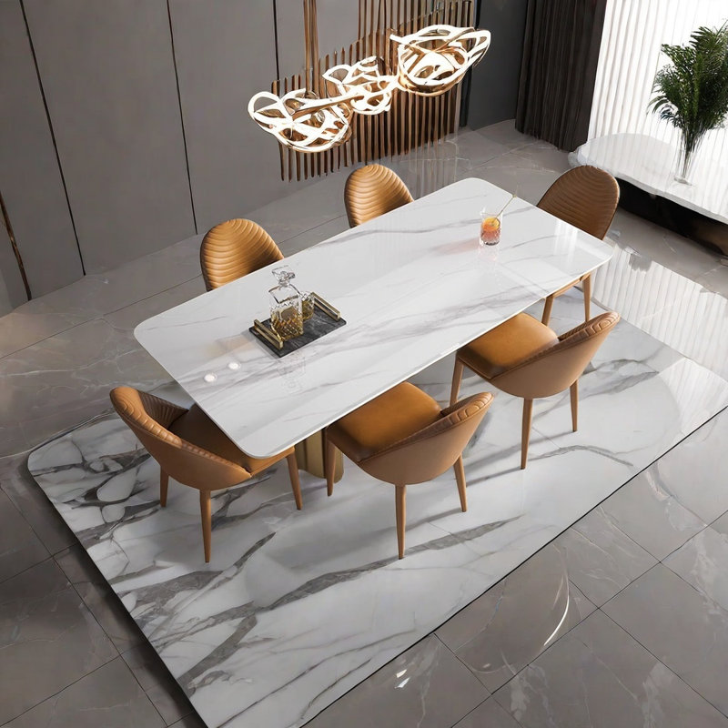 Table de salle à manger rectangulaire Luxury, Gris, Gris, H 29,5 po x L 55,1 po x l 31,5 po