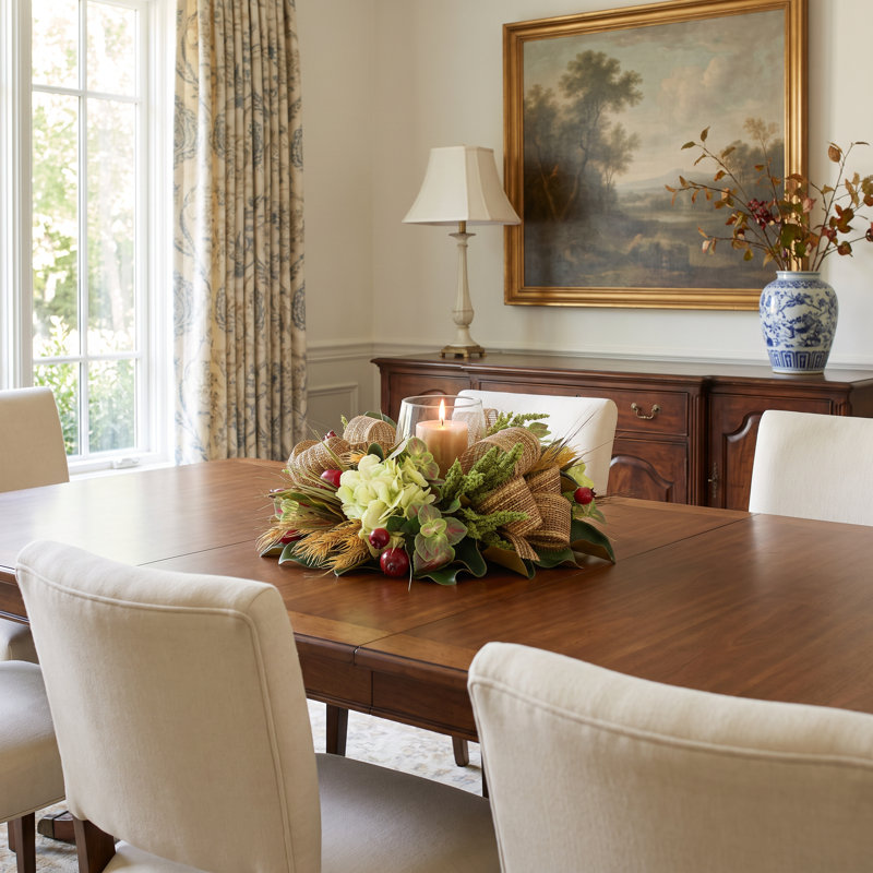 Hydrangea And Heather Floral Centerpiece