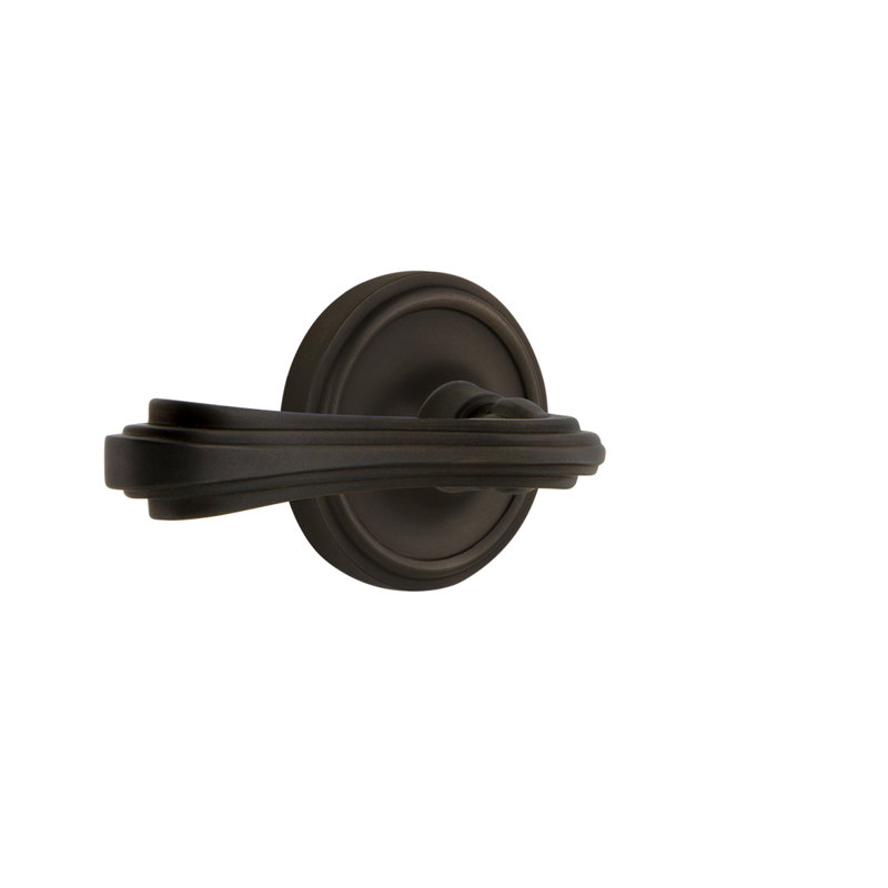 Rosette classique intimité (lit et salle de bain) avec levier fleur, 2-3/8 po, Bronze frotté à l'huile, Droite
