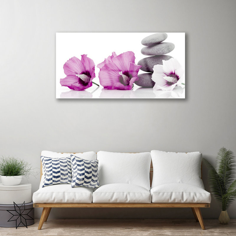 Floral Flower Stones - No Frame Print on Glass