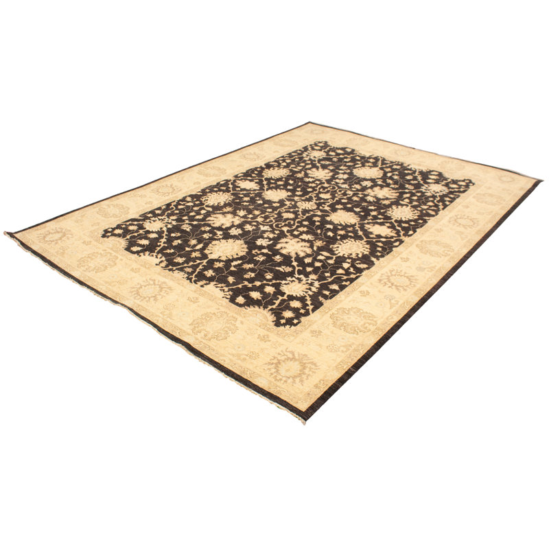 Tapis de bois one-of-kind-noué la 2010 ushak noir 10 pi 1 po x 14 pi Rasputin