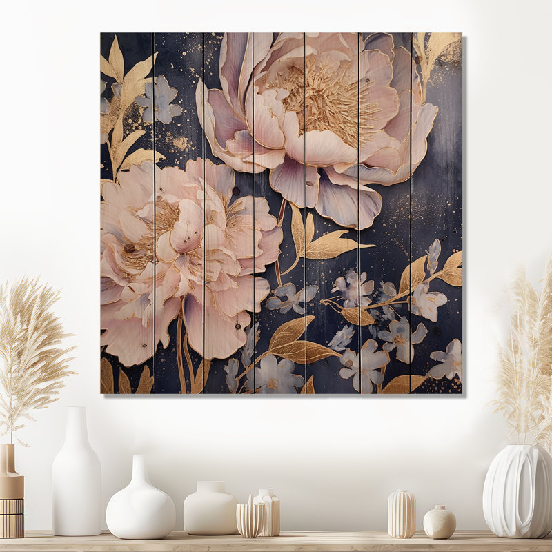Gard - Décoration murale en bois floral sur bois de pin naturel, H 15 po x l 15 po