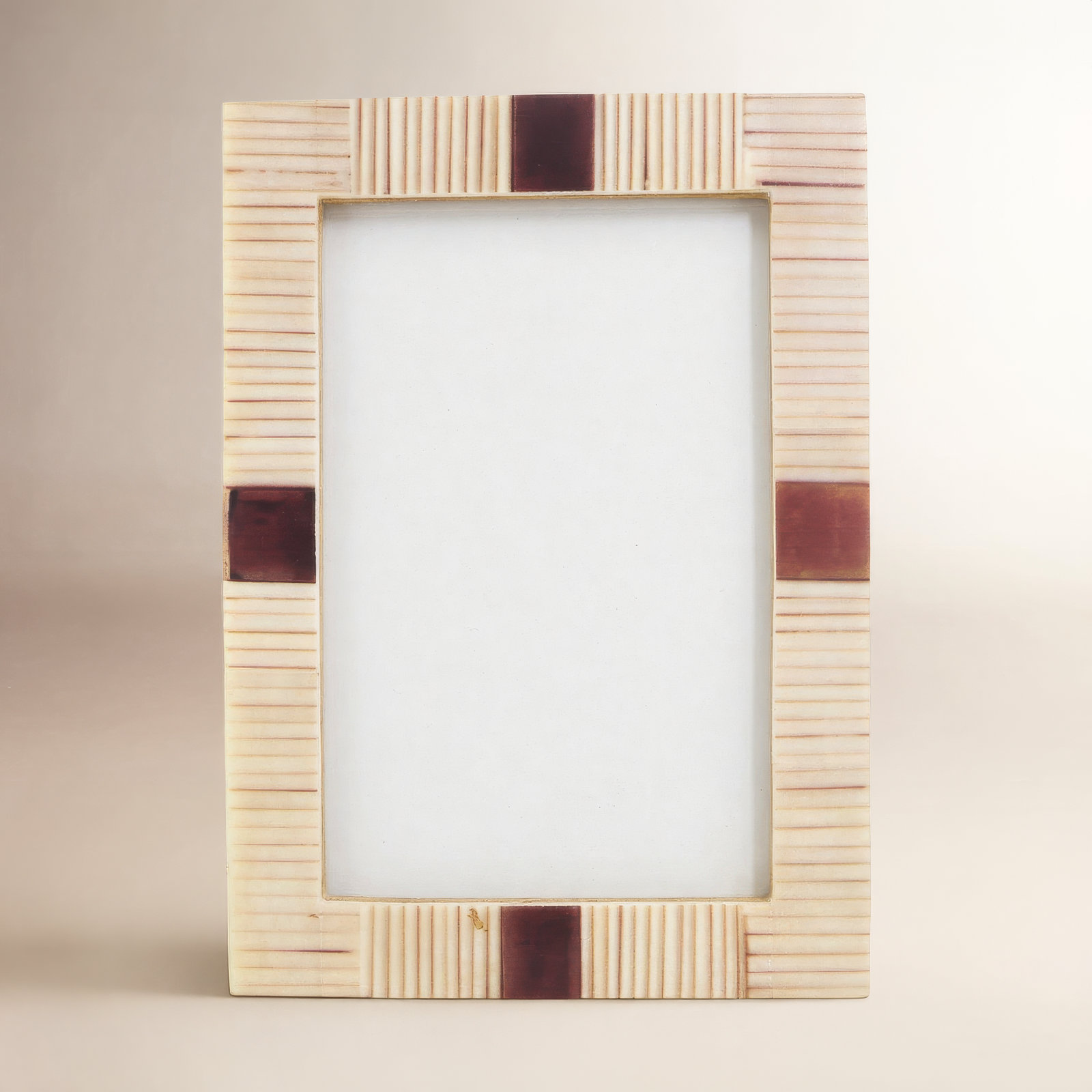 Artisan Ribbed Bone Photo Frame, 4" x 6"