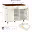 Îlot de cuisine cannelé de 52 po avec rallonge, prise de courant, chariot de rangement de cuisine avec tablettes réglables, 2 portes et 2 tiroirs, table d'îlot roulant pour la cuisine