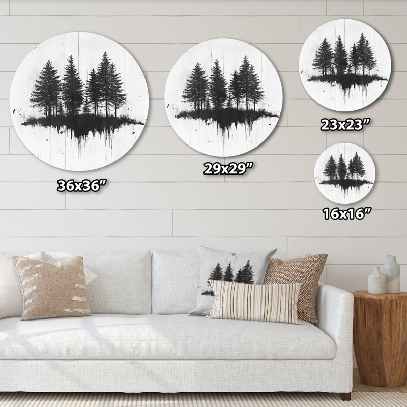 Winter Winter Trees Forest - Décoration murale ronde en métal à motif floral, L 29 po x H 29 po