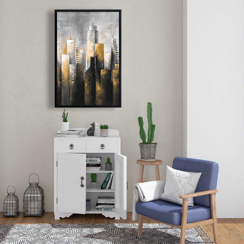 Toile abstraite encadrée pour la décoration du salon, H 37,25 po x l 25,25 po