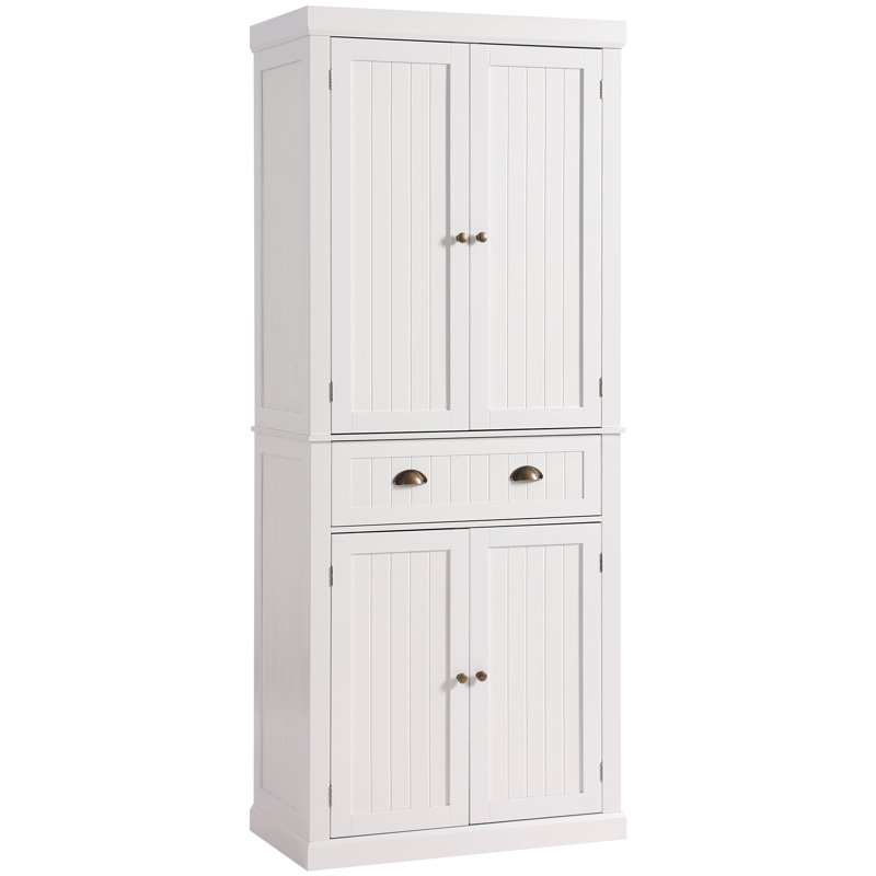 Armoire de cuisine 72 po avec 4 tiroirs, salle à manger, Blanc