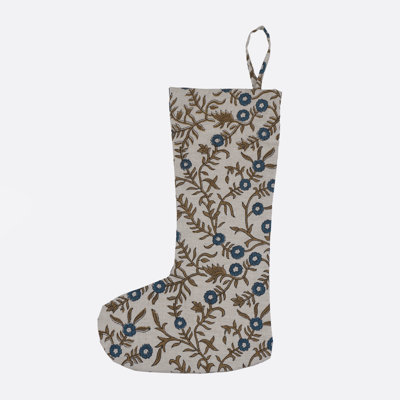 Tissu de mélange de lin bleu, chaussettes de Noël bleues