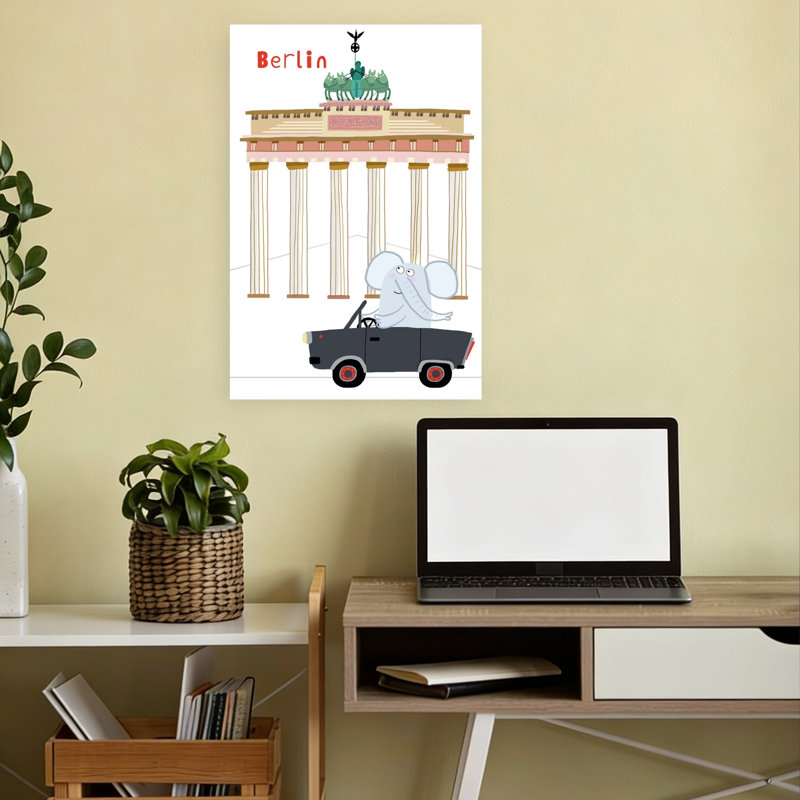 Affiche murale représentant des éléphants à Berlin, représentant une architecture contemporaine avec des éléphants.