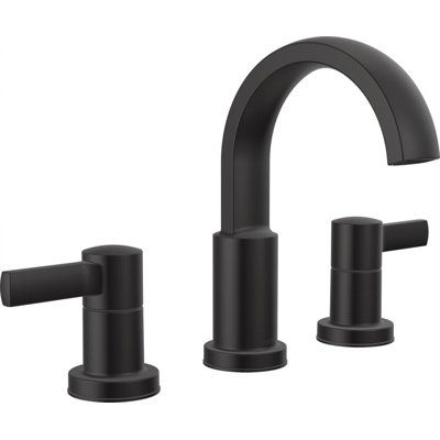 Albion Matte Black Bathroom Faucet 3 Hole, 8 Inch Widespread 2-Handle Bathroom Sink Faucet for Vanity, Metal Push-Pop Drain Assembly, Matte Black