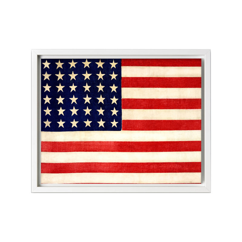Drapeau des États-Unis, Canevas, H 18 po x l 24 po, Encadrement blanc