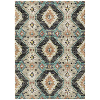 Machine Washable Indoor/Outdoor Husby ACN2210 Moroccan Rug