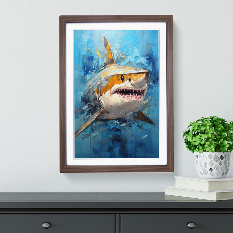 Shark Modern - Framed Print, Walnut Framed, 64cm H x 46cm W