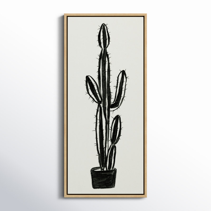 «664 Cactus In Pot BW» par Teju Reval, reproduction d'art sur toile encadrée, Naturel