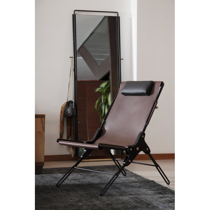 Perfidia Leather Lounge Chair, Brown Genuine Leather