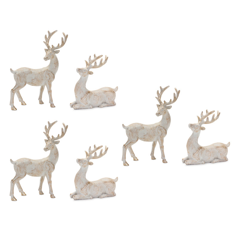 Figurine de cerf doré brossé (ensemble de 6)