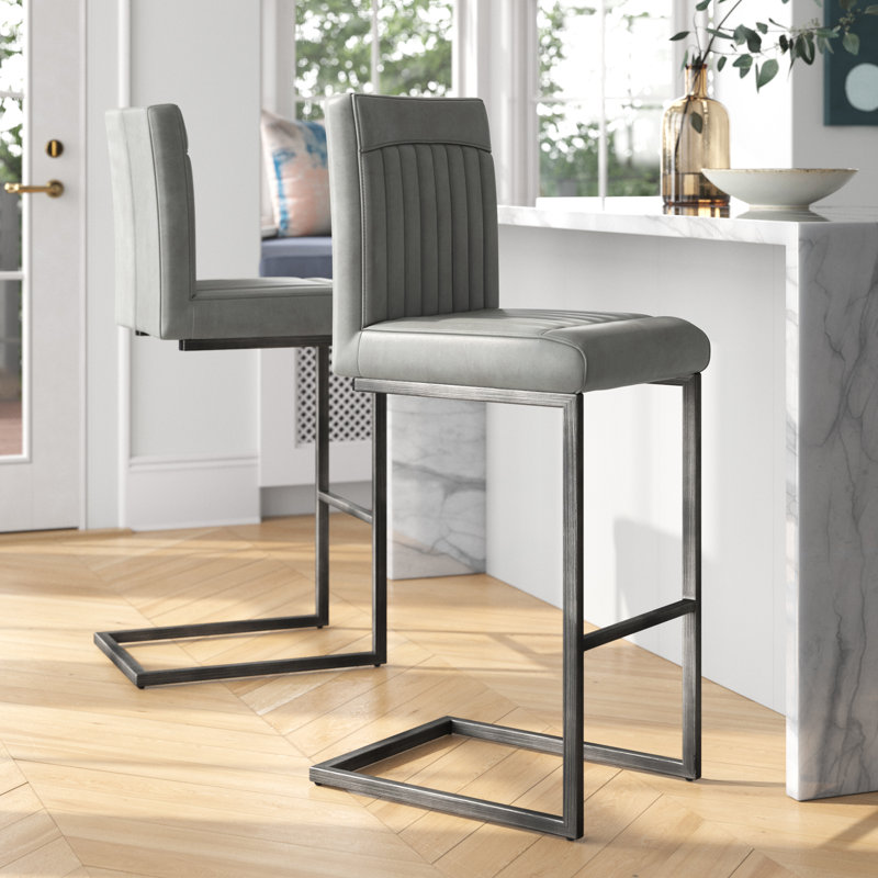 Casteel Upholstered Counter Stool, Antique Graphite Gray, Bar Stool (31.5" Seat Height)
