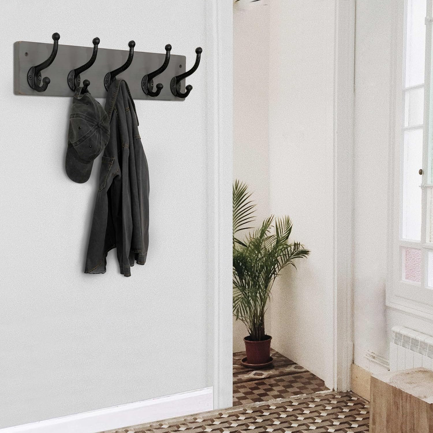 Farmhouse Decor Wrought Iron Coat Rack Wall Mounted Ophelia WEBI