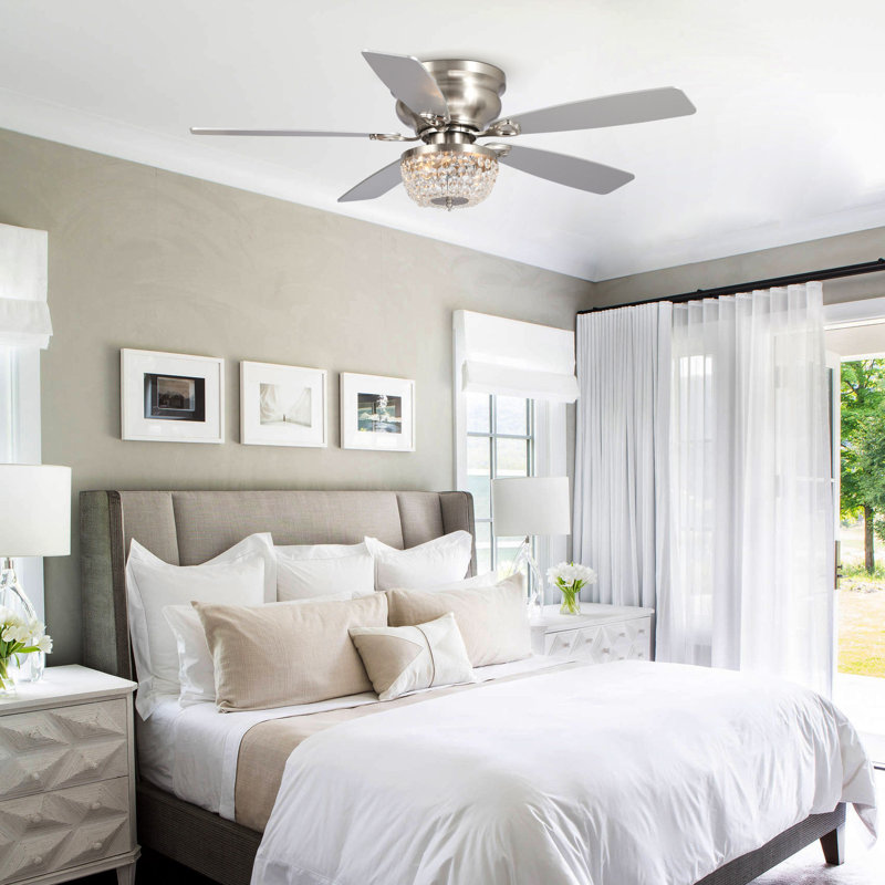 Capitol 48'' Ceiling Fan with Light Kit, Satin Nickel with Silver Blades