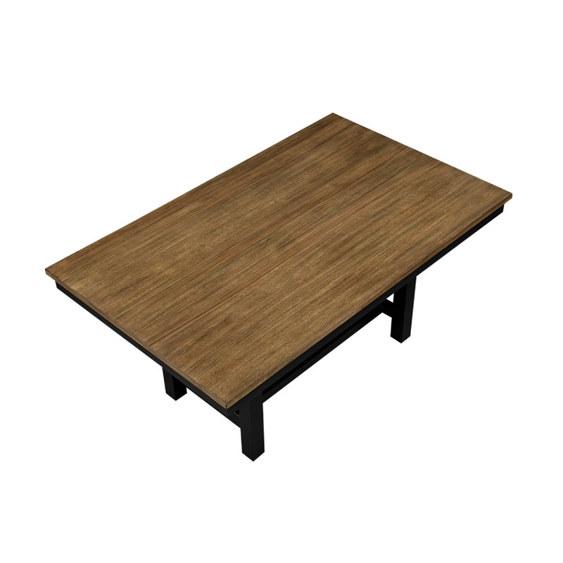 Table de salle à manger Teny avec tablette, plateau rectangulaire, 65 pouces noir et brun