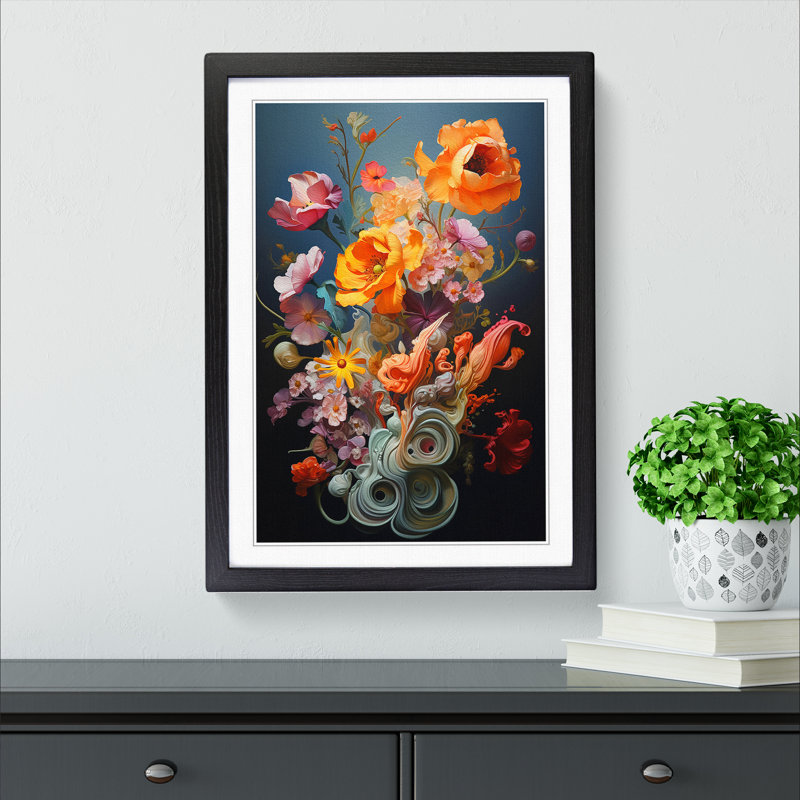 Floral Orphism - Framed Print, Black Framed, 64cm H x 46cm W