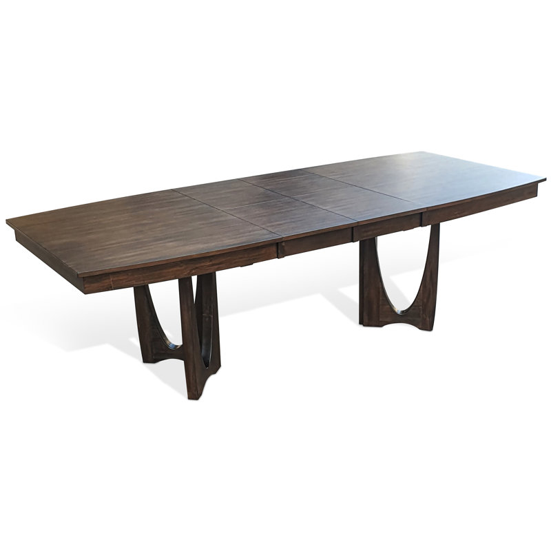 Teleshia Extendable Mahogany Solid Wood Base Dining Table, Dark Brown