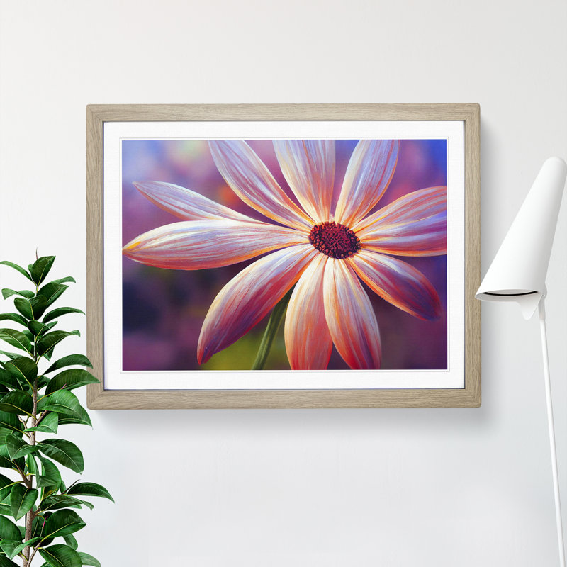 Timeless Daisy Flower 1 Piece Single Picture Frame Wall Art, 25cm H x 34cm W x 2cm D, Oak