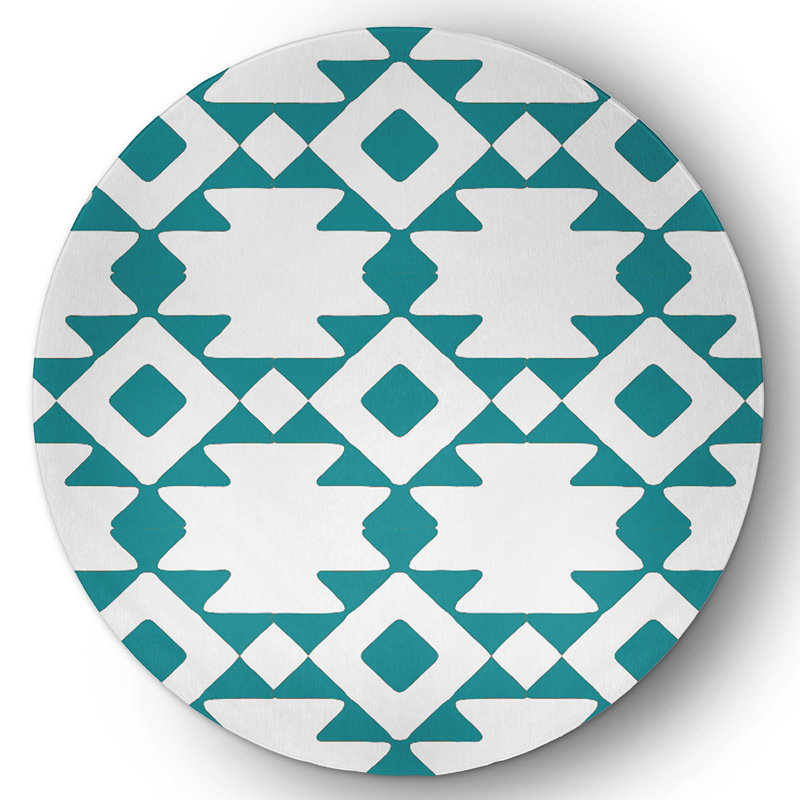 Chenille Geometric Indoor Rug, Round 5'
