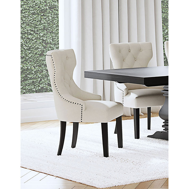Chaise rembourrée à oreilles Upholstery, Noir, Blanc
